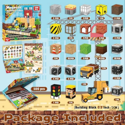 Magnetic Block Toy Engineering Set – 100PCS Creative Building Blocks | STEM Learning Construction Toy for Kids | Strong Magnet Educational Puzzle for Boys & Girls