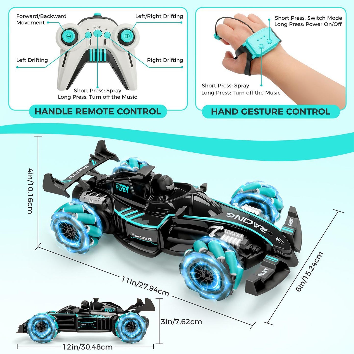 Formula-1 Style Full Drift Racing Car Toy with Dual Control Modes, Gesture-Sensing Hand Controller & 2.4GHz Remote, High-Speed RC Car for Kids and Adults