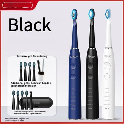 SEAGO Deep Clean, Gentle Care – Electric Toothbrush with Pressure Sensor & 4 Replacement Heads and Travel Case , Experience Dentist-Level Cleaning at Home – Sonic Toothbrush with Smart Pressure Control