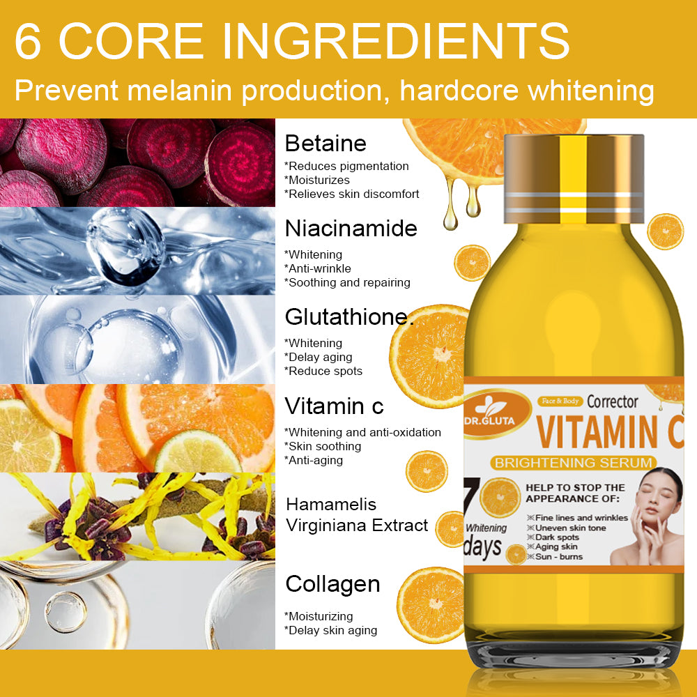 Vitamin C Serum Brightening Skin 7 Days Anti-aging Moisturizer Skin Care VC Body Serum 125ml