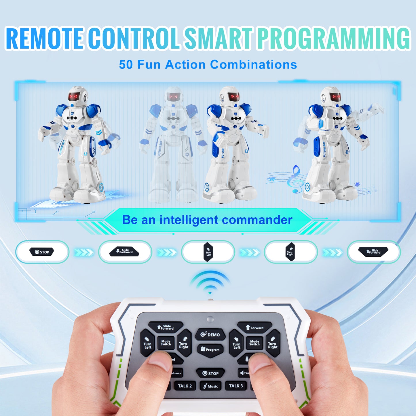 VEVOR Smart RC Robot Toy for Kids – Talking & Dancing Interactive Robot with Gesture Control, Programmable Actions, LED Lights & Music, Educational Remote Control Toy for Boys and Girls