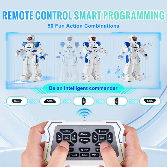 VEVOR Smart RC Robot Toy for Kids – Talking & Dancing Interactive Robot with Gesture Control, Programmable Actions, LED Lights & Music, Educational Remote Control Toy for Boys and Girls