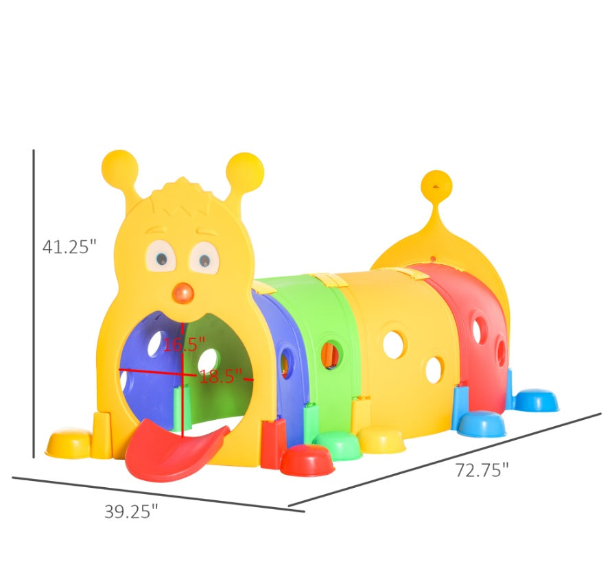 Tunnel Kids Outdoor Play, Multicolor 59 Inches Long, Non-toxic PP, Toddler Toy For 3-6 Years Old