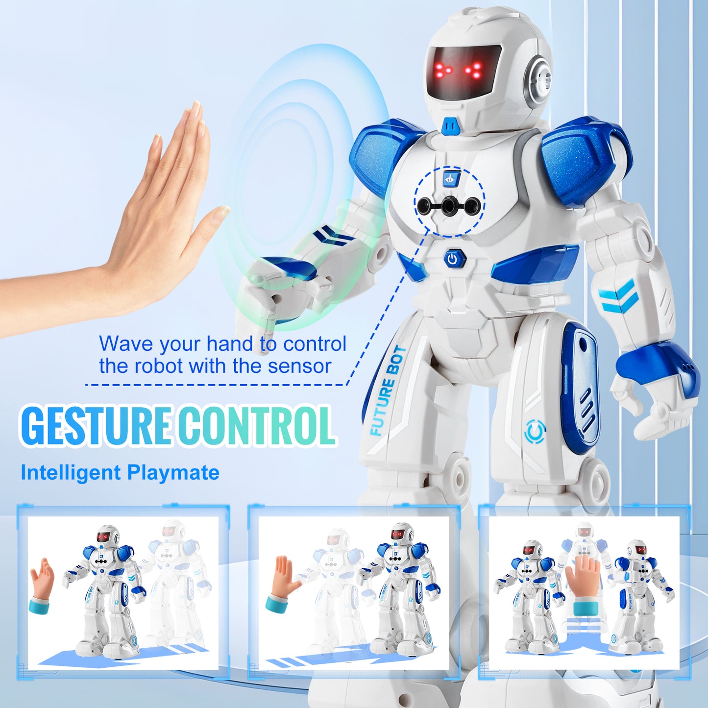 VEVOR Smart RC Robot Toy for Kids – Talking & Dancing Interactive Robot with Gesture Control, Programmable Actions, LED Lights & Music, Educational Remote Control Toy for Boys and Girls