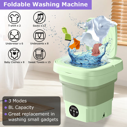 Foldable  Washing Machine  Portable Laundry Machine With Detachable Drain Basket 3 Modes Electric Clothes Washer For Underwear Socks Towels Baby Clothes
