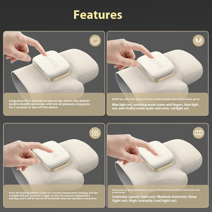 Hand Massage Instrument Warm Hot Compress Kneading Airbag Push Pressure