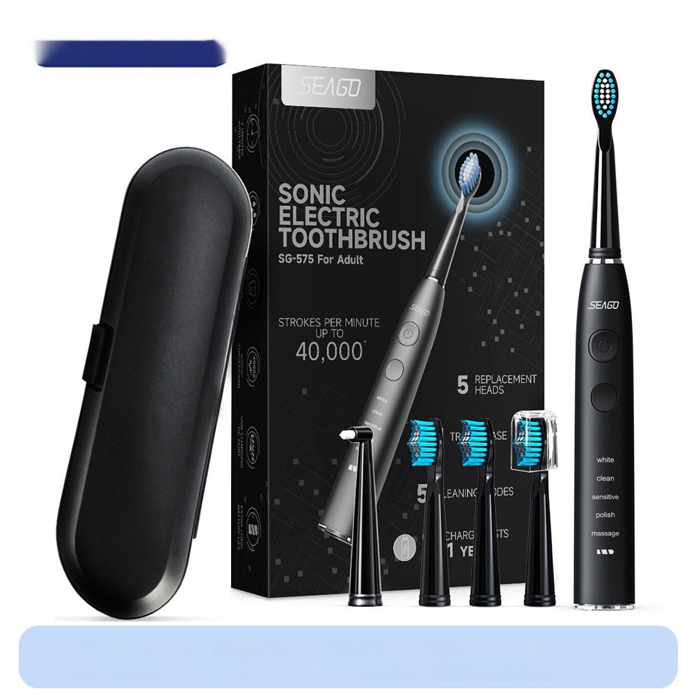 SEAGO Deep Clean, Gentle Care – Electric Toothbrush with Pressure Sensor & 4 Replacement Heads and Travel Case , Experience Dentist-Level Cleaning at Home – Sonic Toothbrush with Smart Pressure Control