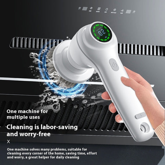 Multifunctional Electric Cleaning Brush, 6-in-1 Digital Display, 2-Speed Cordless Scrubber, Adjustable Heads for Kitchen, Bath, Car