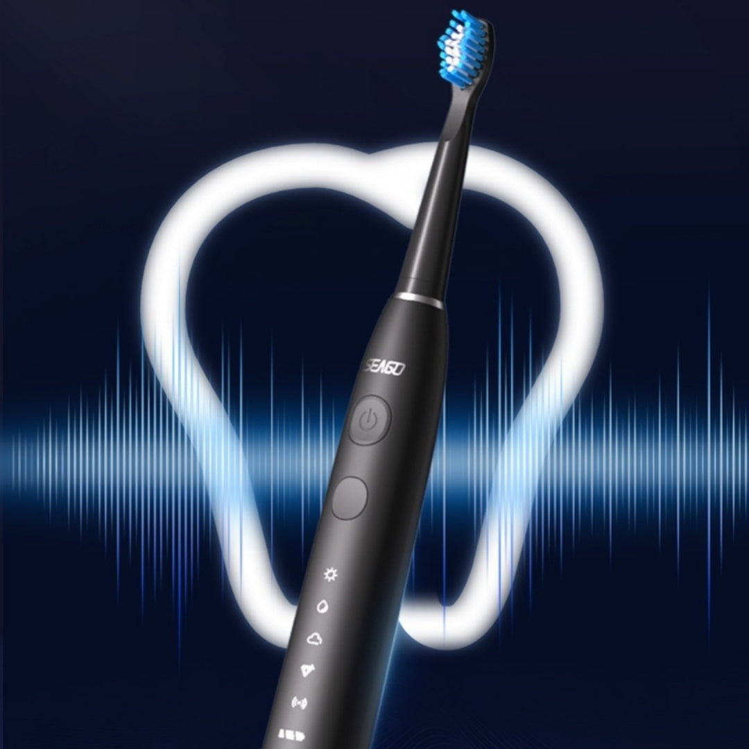 SEAGO Deep Clean, Gentle Care – Electric Toothbrush with Pressure Sensor & 4 Replacement Heads and Travel Case , Experience Dentist-Level Cleaning at Home – Sonic Toothbrush with Smart Pressure Control