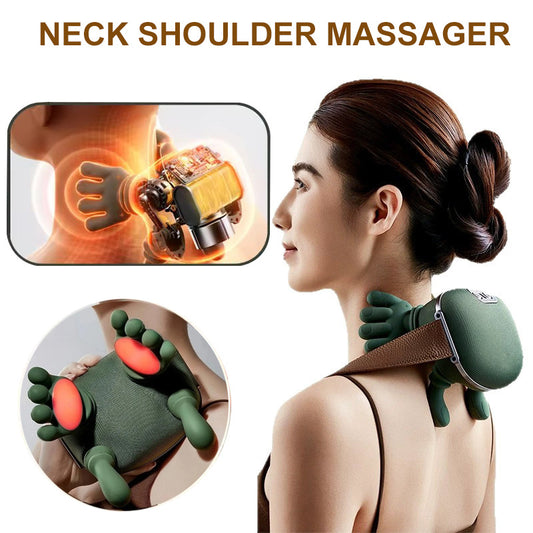 Siaasoo  Smart Shiatsu Neck & Back Massager with Heat, Cordless Kneading Massage Shawl, Adjustable Intensity for Pain Relief and Relaxation at Home or Office (Green)