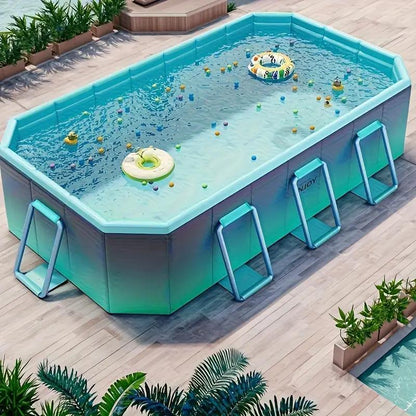 2.6-meter Glacier Blue Swimming Pool - No Inflation Required, Leak-proof, Soothing Glacier Blue Aesthetics, Stylish And Elegant Design - A Must-Have For Family Water Games And Cool Summer Recreation I