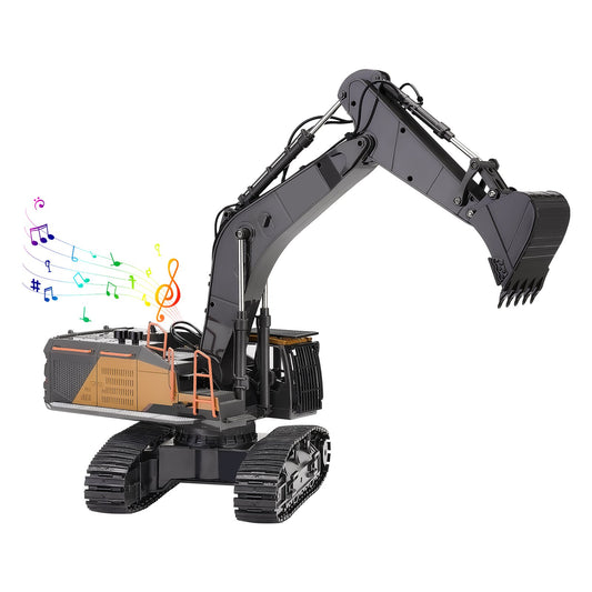 22-Channel Remote Control Excavator Toy | 1:14 Scale RC Construction Digger with Realistic Metal Arm, 360° Rotation & LED Lights | Heavy-Duty Engineering Vehicle for Kids & Beginners