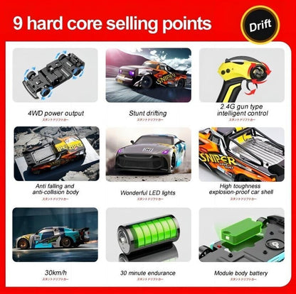 Scale 4WD High-Speed RC Racing Car – 30KM/H Fast Drift Remote Control Truck – 2.4Ghz RC Car for Kids & Adults – Durable Off-Road Performance, USA Model