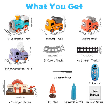 Electric Train Set With Smokes Light Sound Remote Magnetic Train Toys With Locomotive 3 Trucks Gifts For Kids Aged 3 4 5 6 Year Old